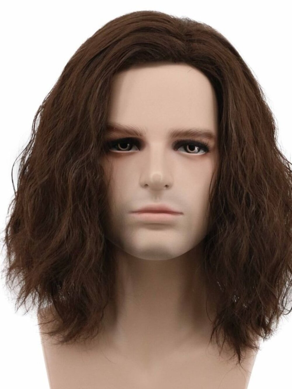 Men's Short Curly Brown Wig N4869